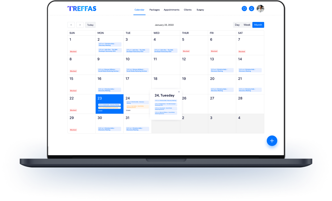 Treffas: Client Management  and Appointment Scheduling Software